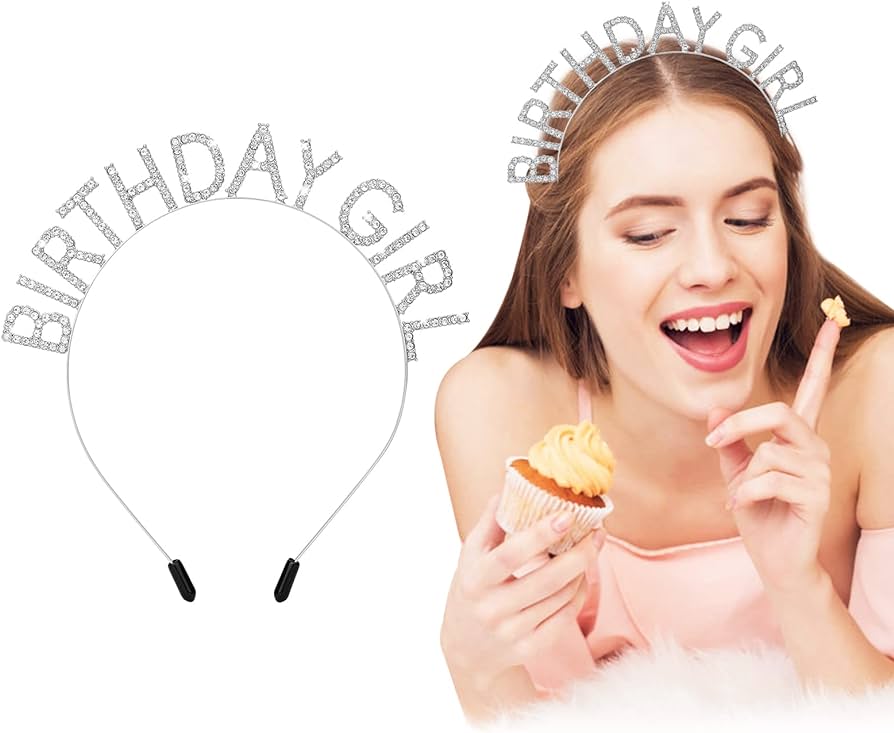 Kristal Taşlı Gümüş Birthday Girl Yazılı Doğum Günü Parti Tacı 19x11 cm (5563) #2