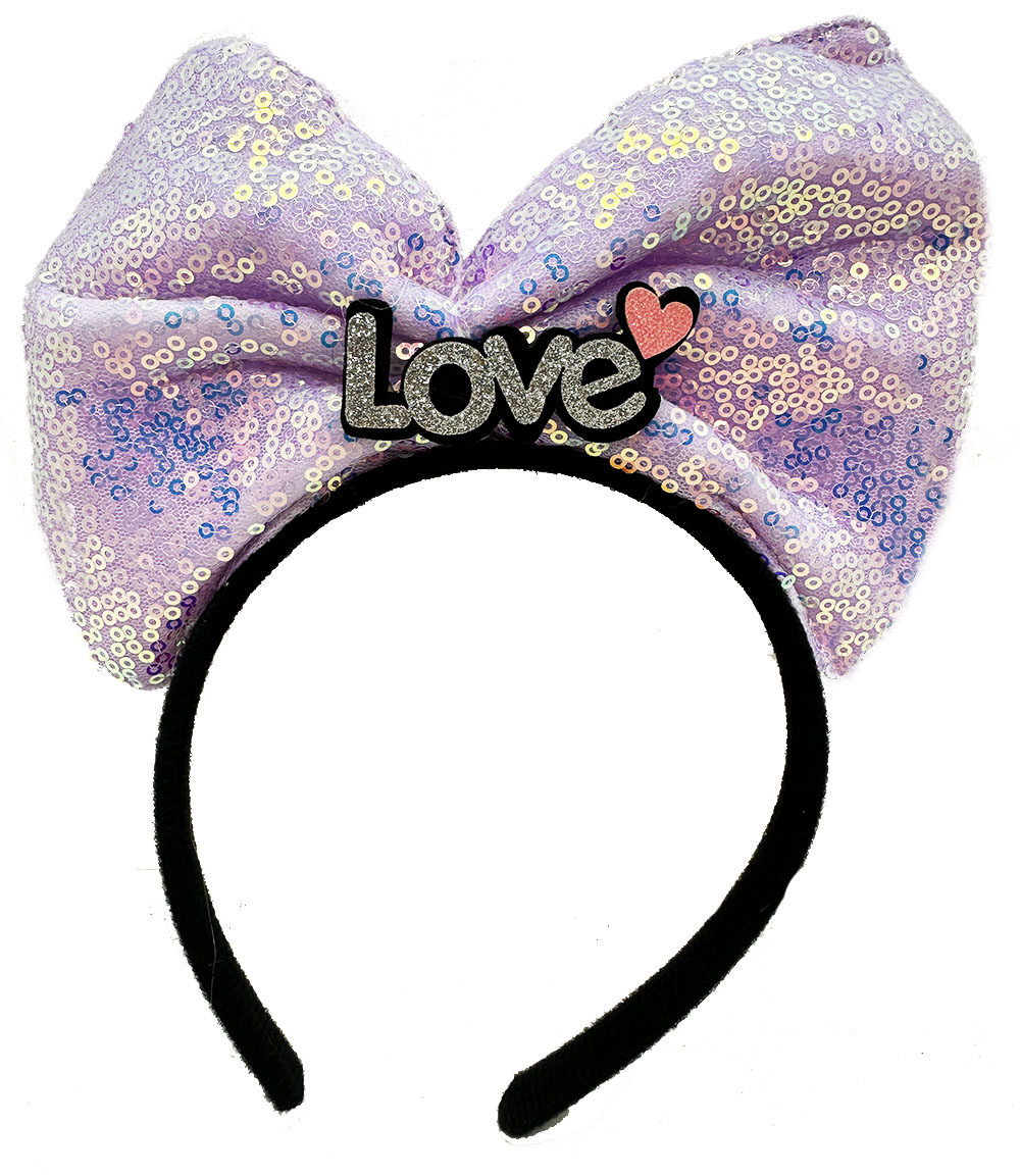 LED-Krone mit Lila Schleife, Silber Love-Schrift, 3 Modi, 20x17 cm #2