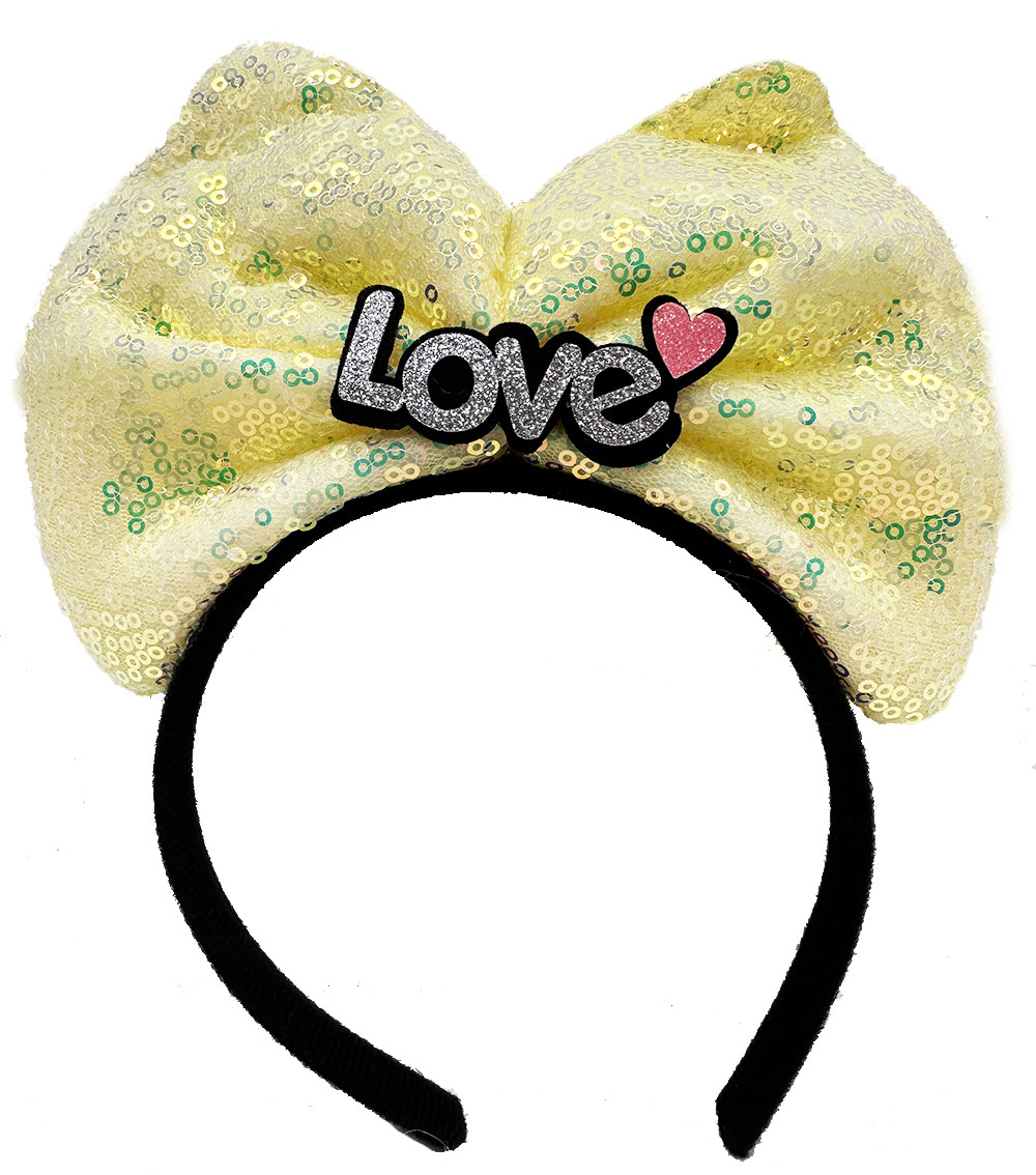 Led Işıklı 3 Farklı Fonksiyonda Yanan Gümüş Love Yazılı Sarı Fiyonk Taç 20X17 cm (5563) #2