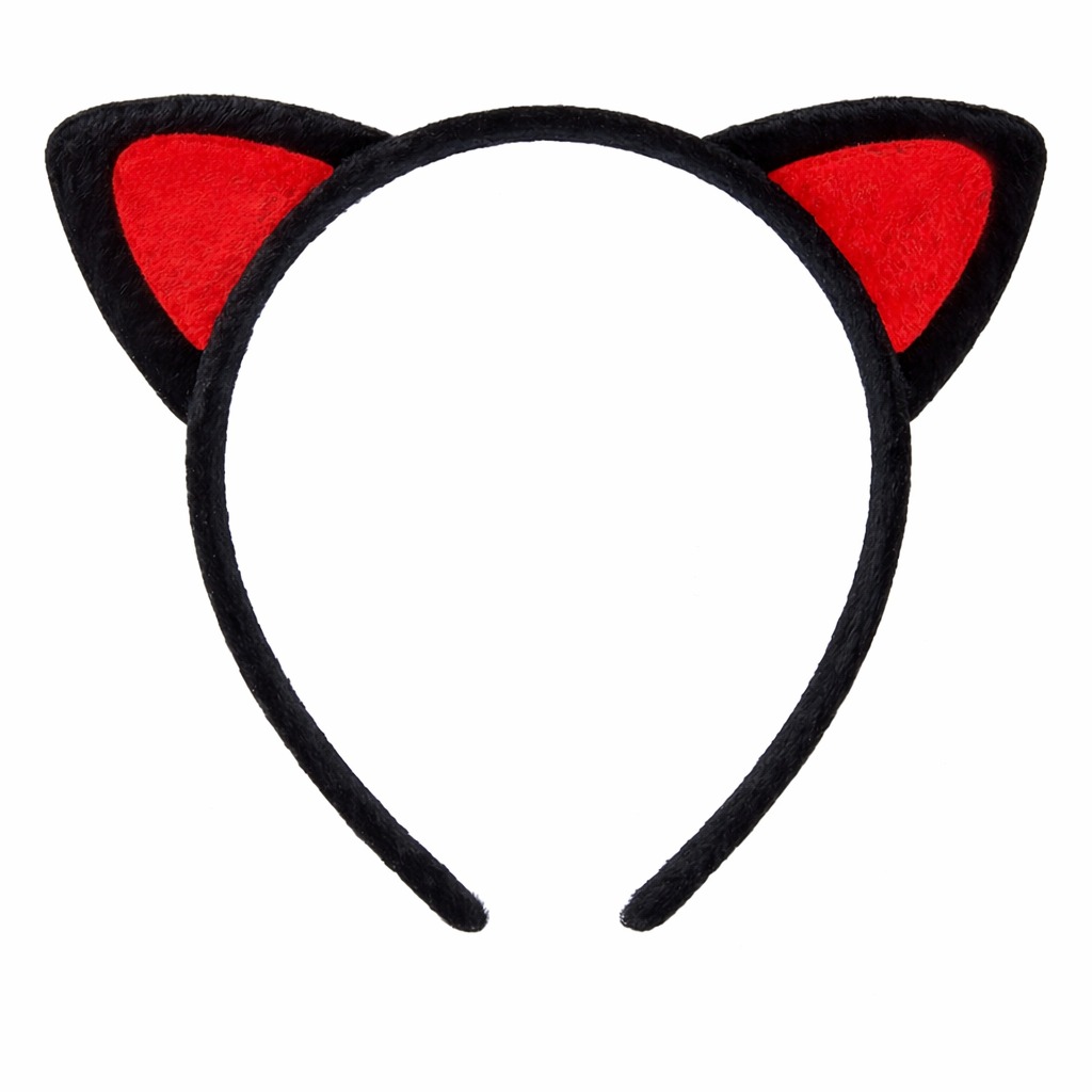 Peluş Kedi Kulak Taç Kırmızı Siyah – Çocuk Parti &amp;amp;amp; Kostüm Tacı (5563) #2