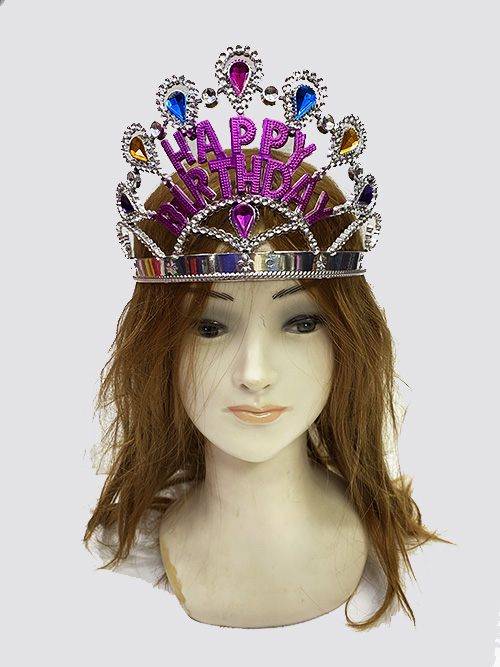 Silberne Happy Birthday Geburtstags-Krone 60 cm (5563) #2