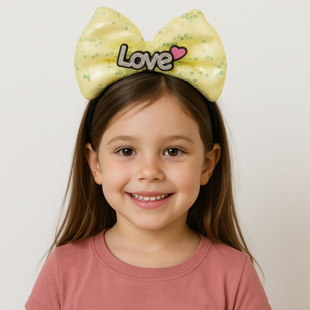 LED-Krone mit LOVE-Schriftzug und gelbem Schleifchen für Mädchen (5563) #2