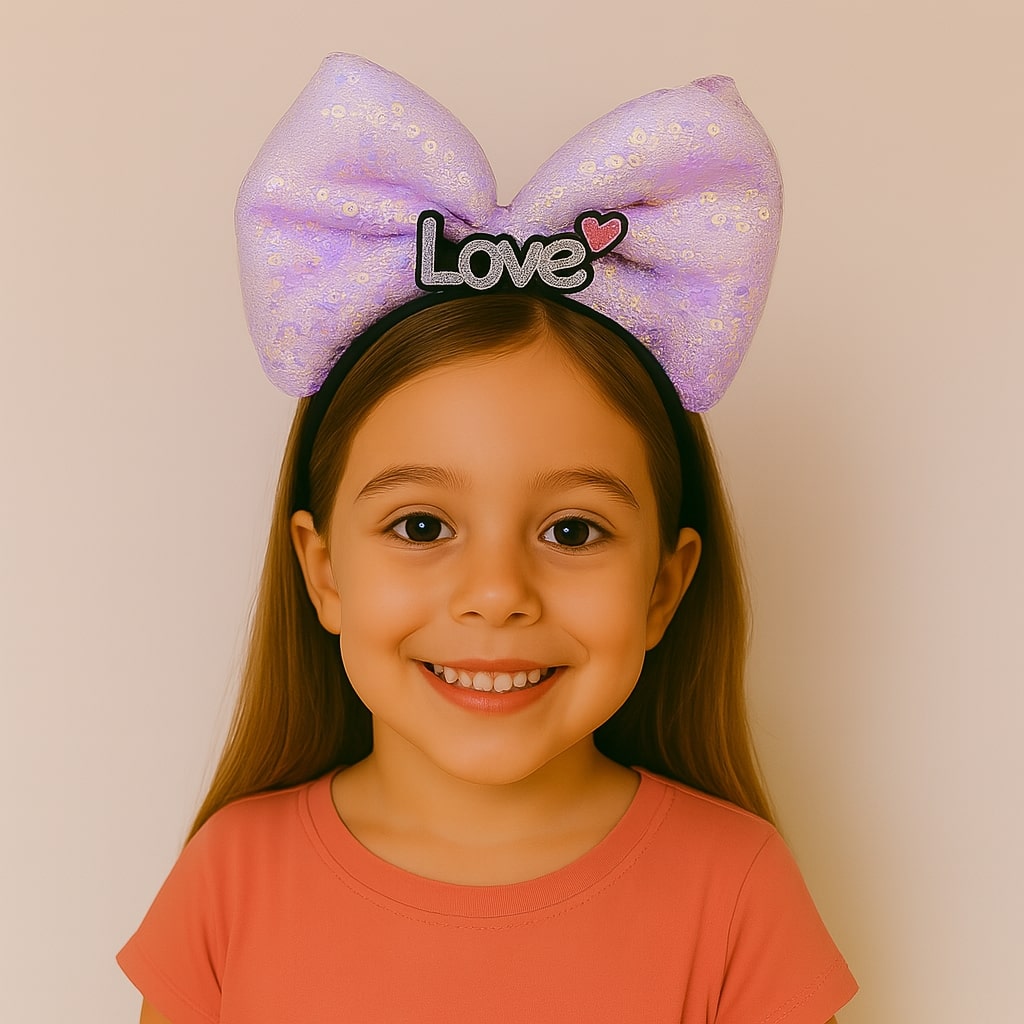 LED Işıklı Love Yazılı Mor Fiyonk Taç – Kız Çocuk Parti Tacı (5563) #2