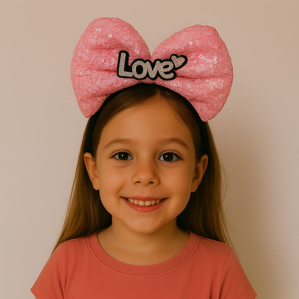 LED-Licht Love Schleife Krone Fuchsia – Mädchen Party Krone (5563) #2