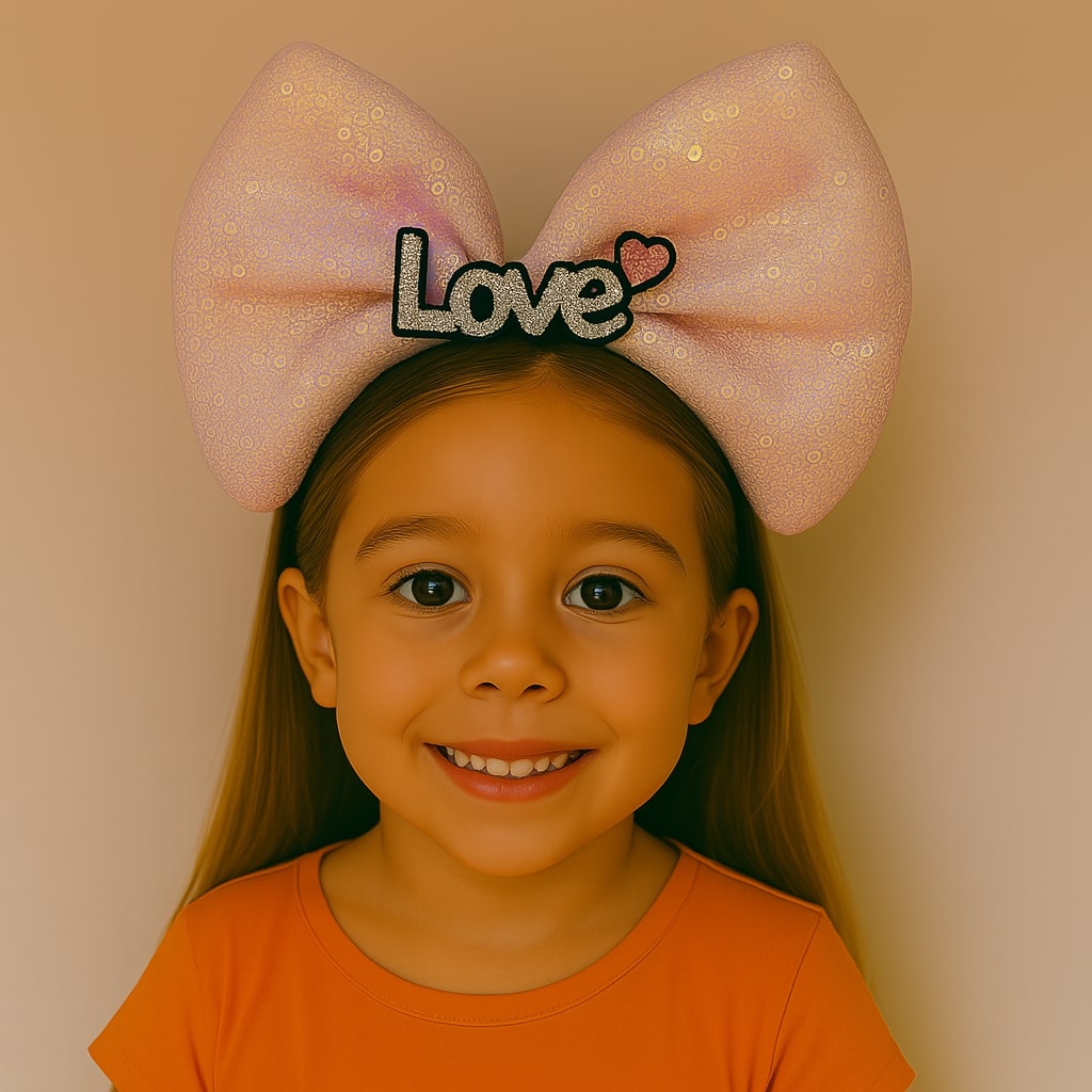 LED Işıklı Love Yazılı Pembe Fiyonk Taç – Kız Çocuk Parti Tacı (5563) #2