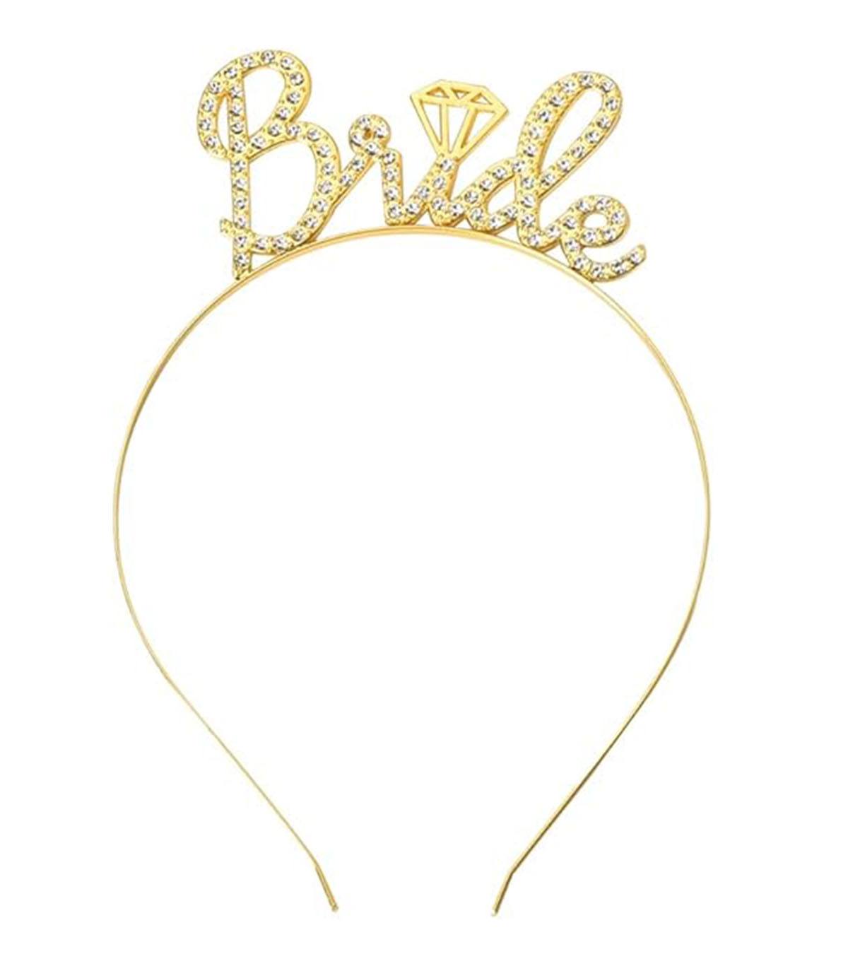 Altın Renkli Taşlı “Bride” Gelin Tacı – El Yazısı Yazı Tipiyle (5563) #3