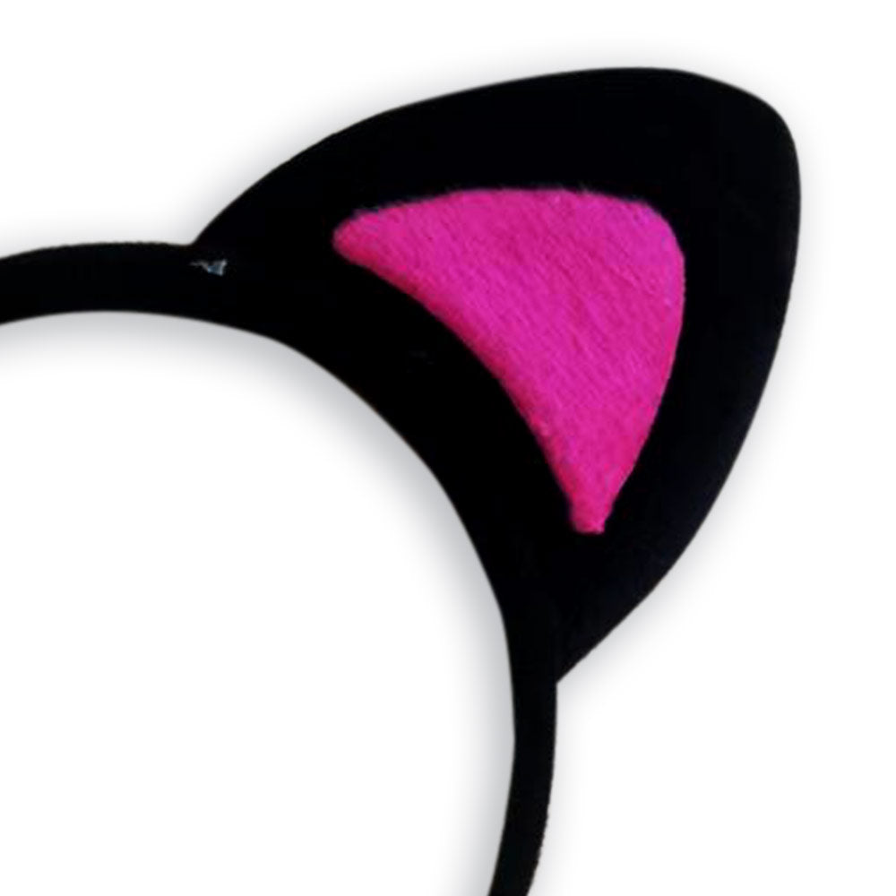 Sevimli Kedi Kulak Pofuduk Kedi Taç Siyah İçi Şeker Pembe Renk 17x15 cm (5563) #3