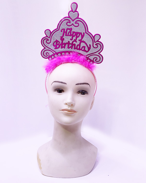 Happy Birthday Neon Pembe Renk Doğum Günü Tacı 24x15 cm (556