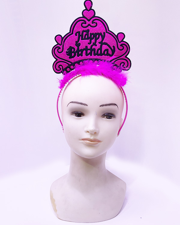 Happy Birthday Neon Fuşya Renk Doğum Günü Tacı 24x15 cm (556