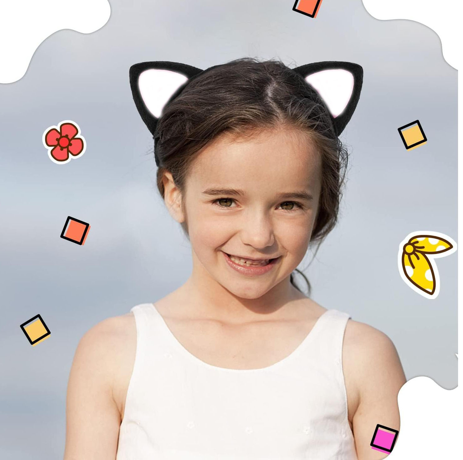 Katzenohren-Diadem Schwarz Weiß Flauschig 15x17 cm (5563) #2