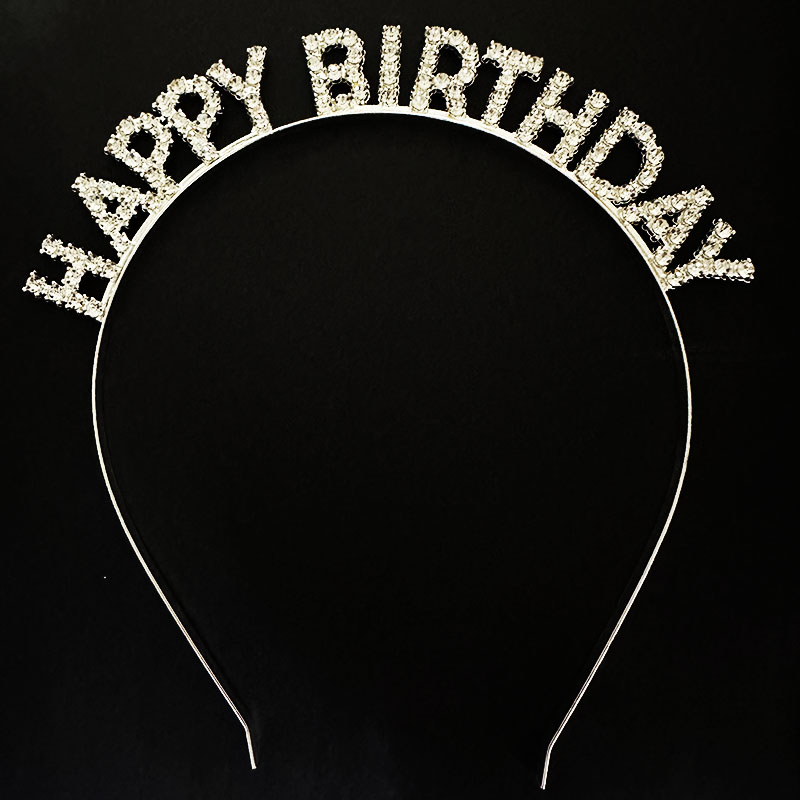 Gümüş Kristal Taşlı Happy Birthday Doğum Günü Tacı İthal Ürü