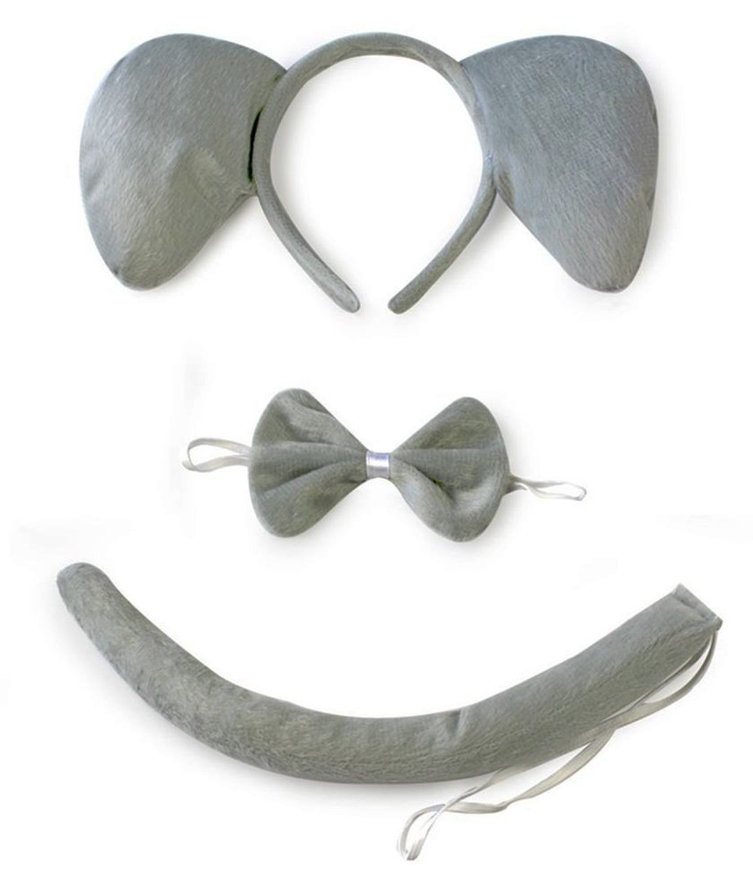 Elefanten-Kostüm Zubehör Set 3-teilig - Krone Fliege Schwanz (5563) #2