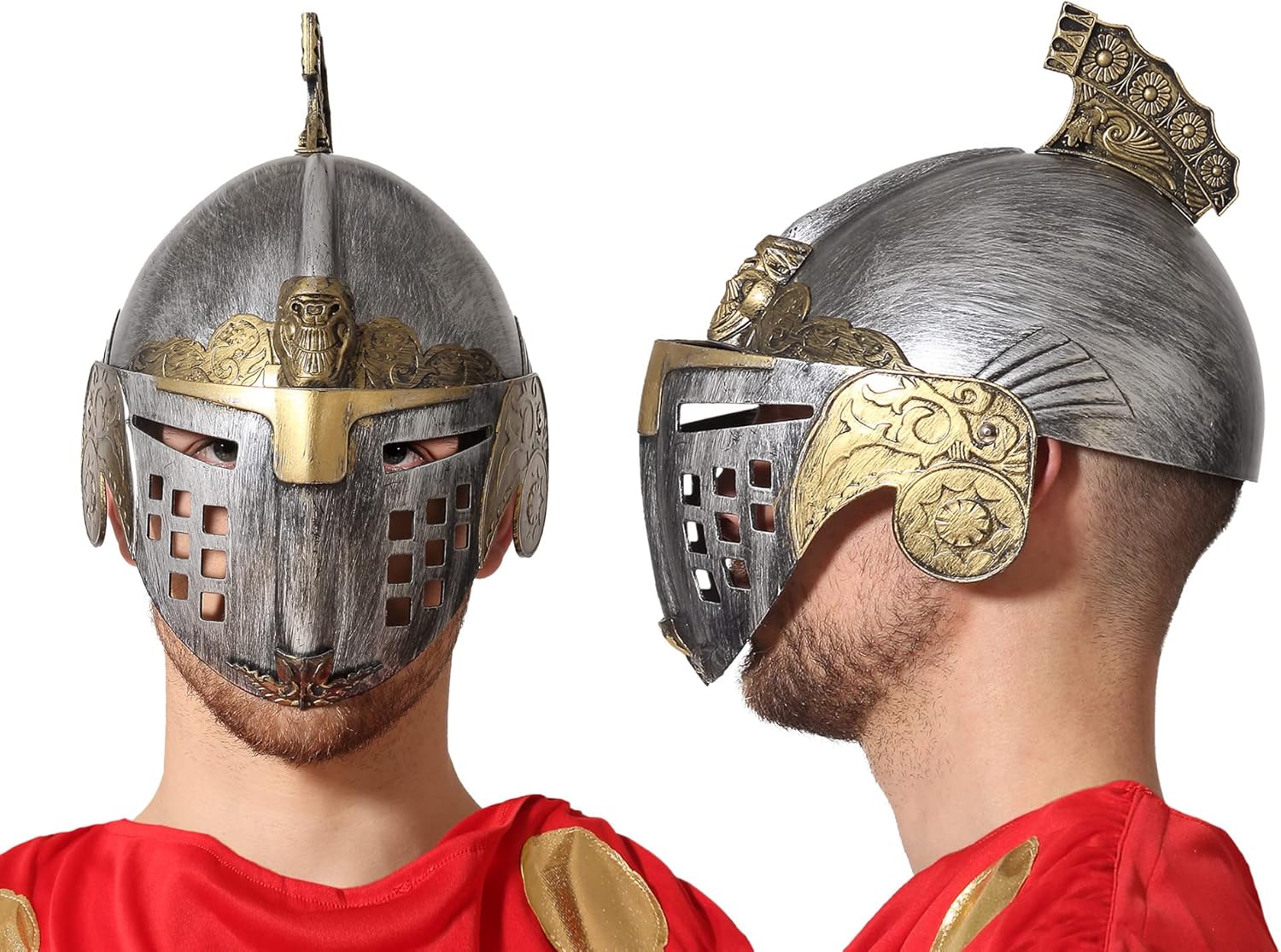 Silver & Gold Roman Byzantine Helmet with Movable Visor 25x2