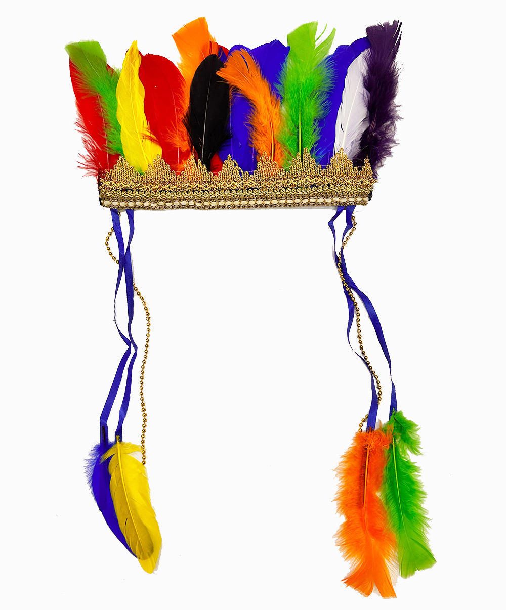 Colorful Feathered Elastic Native American Headdress (5563)