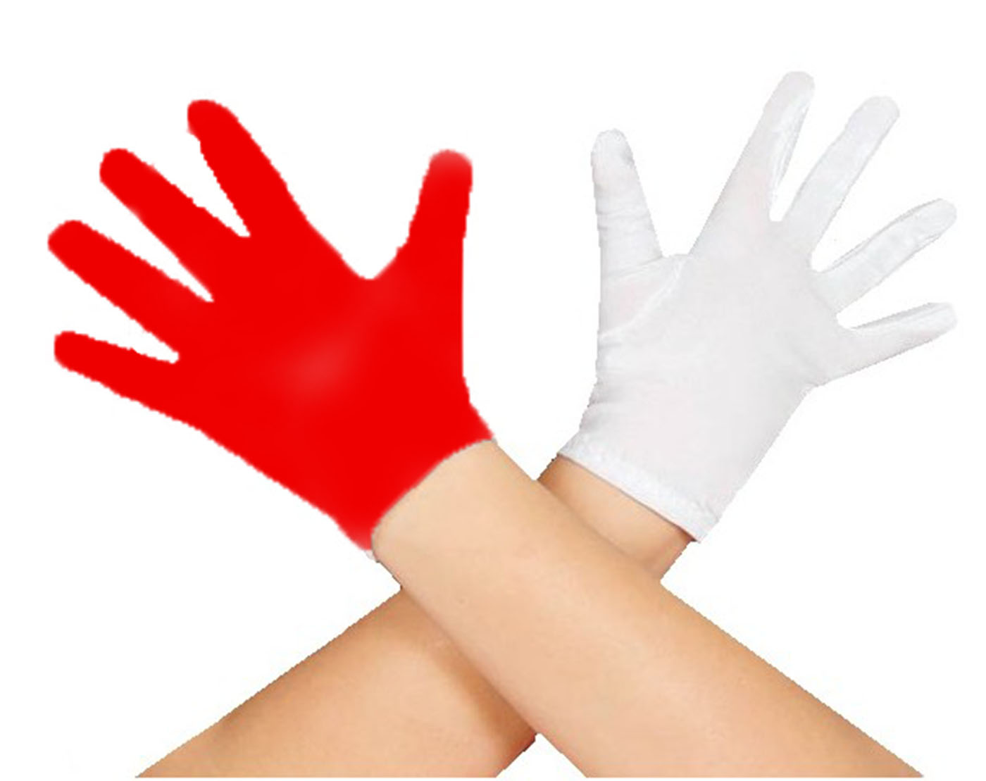 Gösteriler İçin 1 Çift Kırmızı Beyaz Pandomim Eldiveni Çocuk Boy (5563) #2