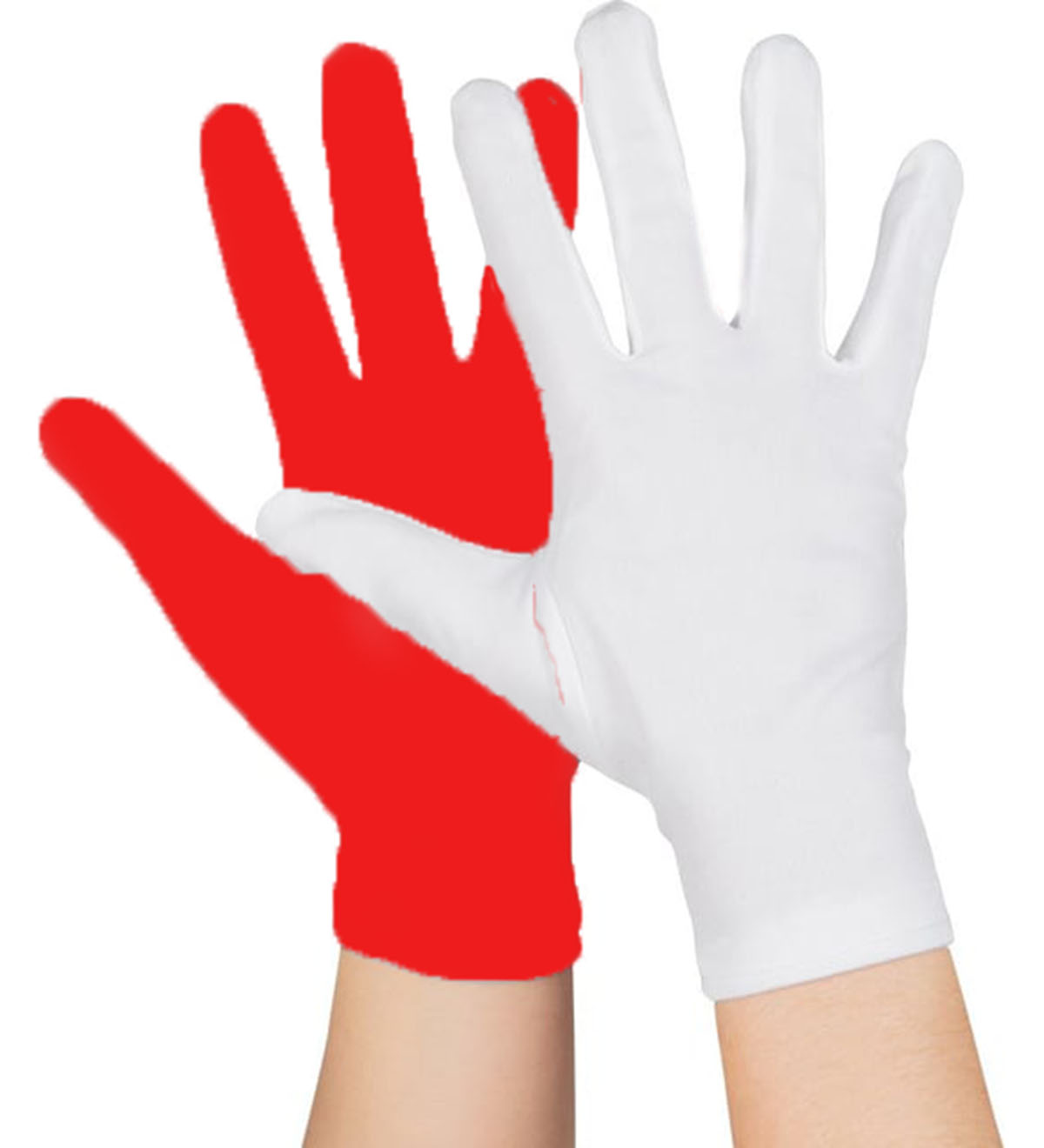 Gösteriler İçin 1 Çift Kırmızı Beyaz Pandomim Eldiveni Çocuk Boy (5563) #3