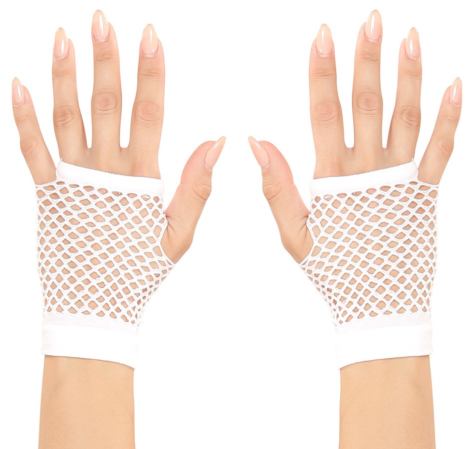 Beyaz Renk Kısa Boy Fileli Örgü Eldiven (5563) #2