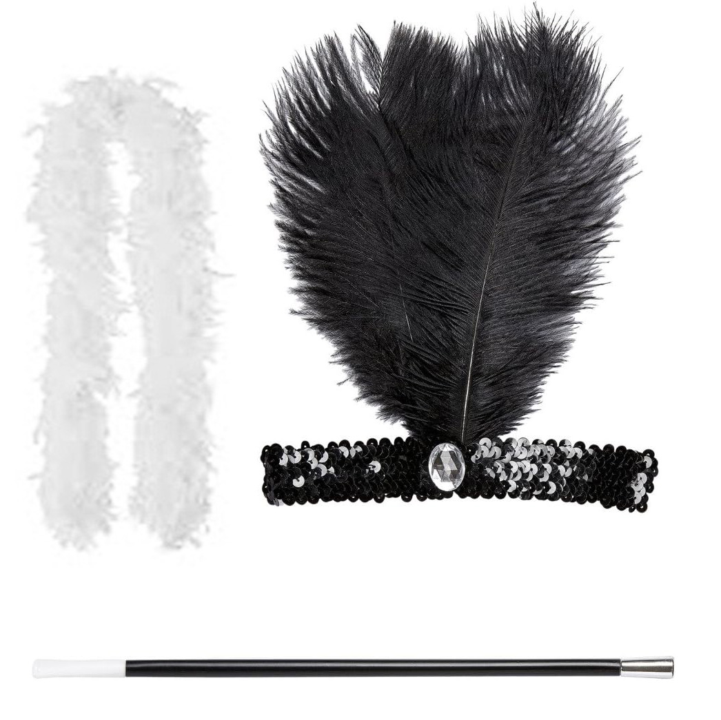 Retro Charliston Otrişli Aksesuar Seti – 20&amp;#39;ler 90&amp;#39;lar Gatsby Kostüm Seti (5563) #2