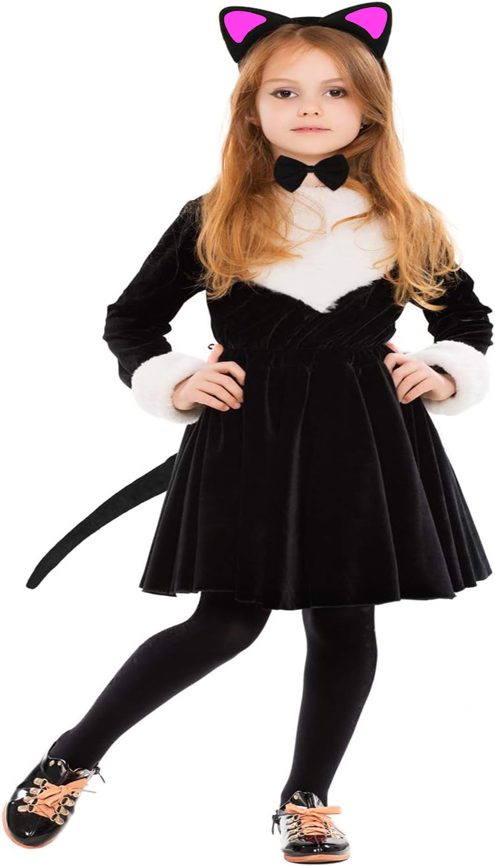 Katzenohren Krone Schwanz und Schleife 3er Set Kindergröße Fuchsia (5563) #2