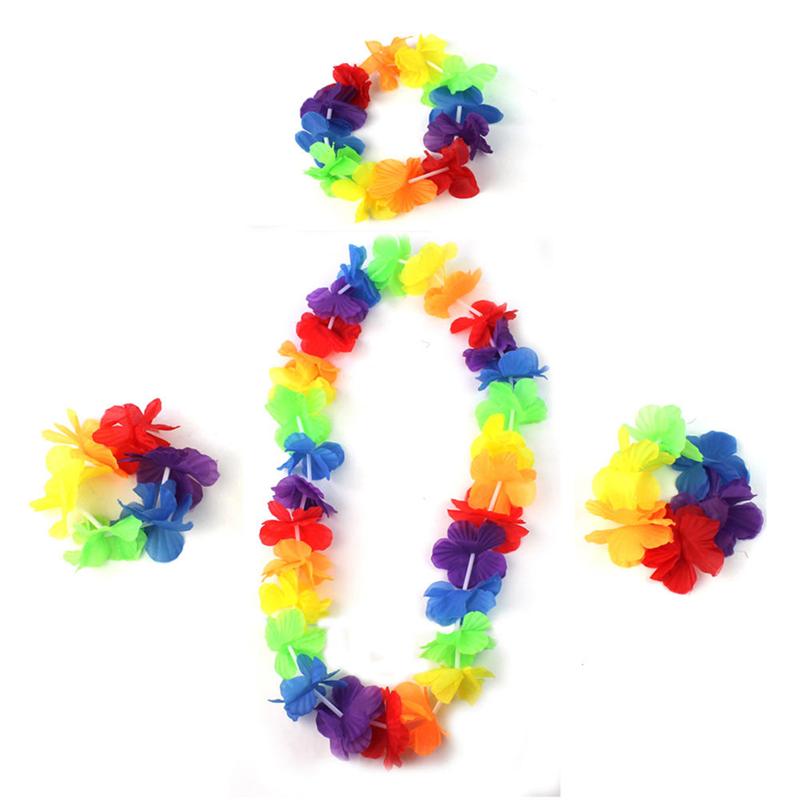 Rengarenk Hawaii Kolye Taç Bileklik Seti 4 Parça (5563) #2