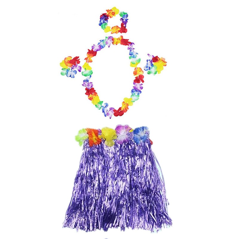 Luau Aloha Hawaii Halskette Rock Krone und Armband Set Lila (5563)