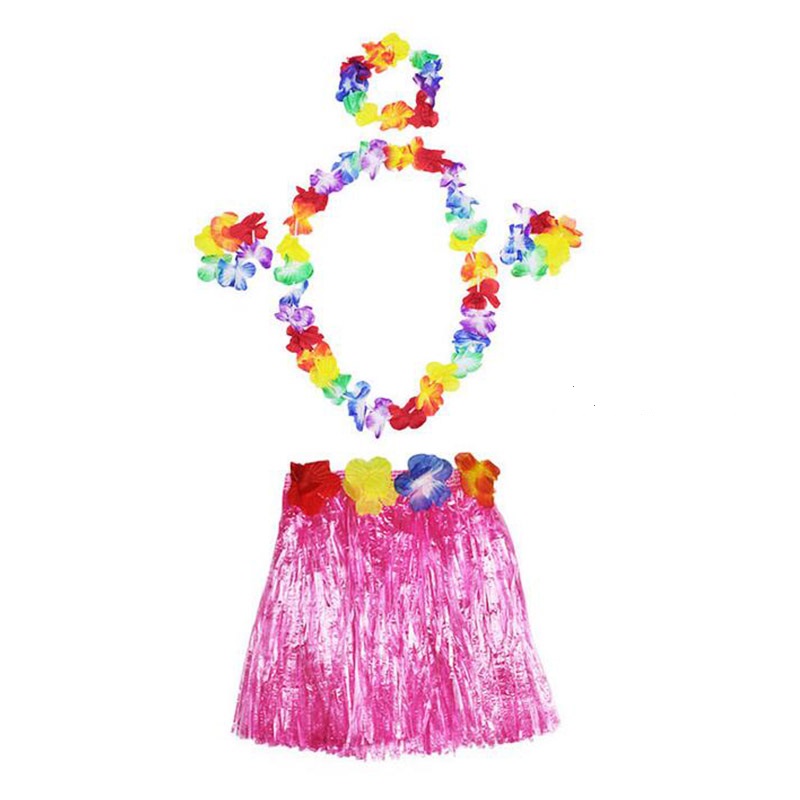 Luau Aloha Hawaii Halskette Rock Krone Armband Set Rosa (5563)