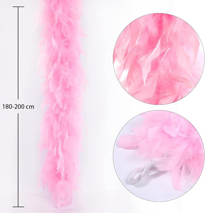 Pembe Renk Kabarık Tüylü Otriş Boa Dekorasyon Tüy 180 cm (5563) #2