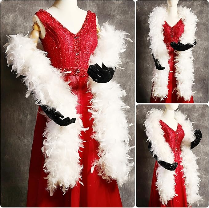 Beyaz Renk Kabarık Tüylü Otriş Boa Dekorasyon Tüy 180 CM (5563) #3