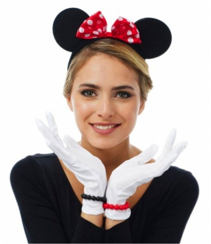 Kırmızı Fiyonklu Minnie Mouse Tacı ve Beyaz Eldiven Seti (5563) #2
