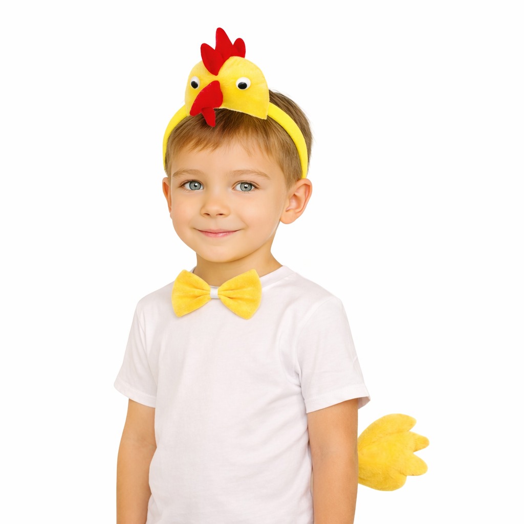 Çocuk Horoz Tavuk Kostüm Seti 3 Parça (Taç + Papyon + Kuyruk) (5563) #2