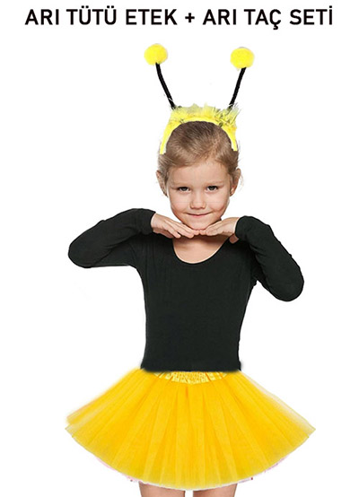 Yellow Bee Tutu Skirt and Crown Set for Performances (5563)