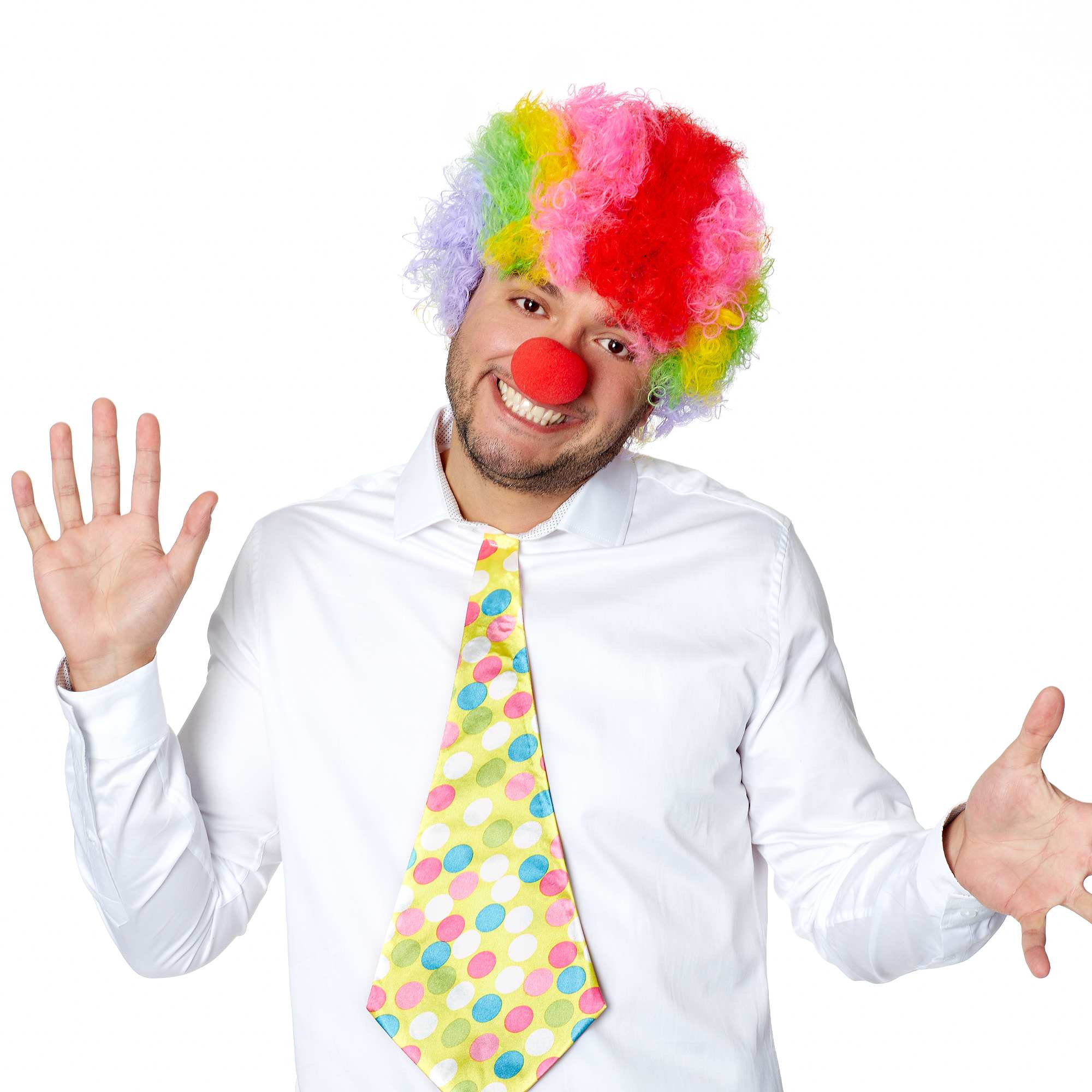 Colorful Curly Afro Bonus Wig 110g & Red Nose Set (5563)