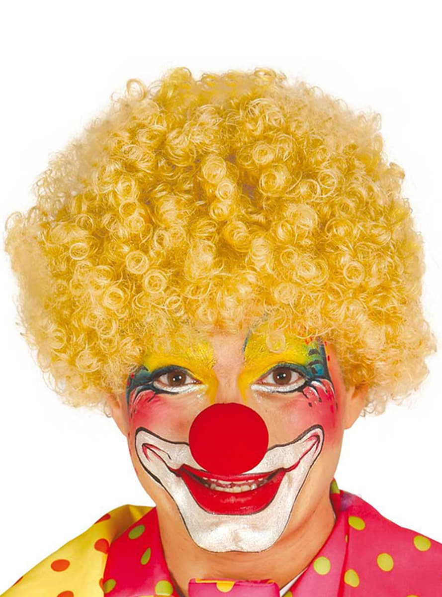 Yellow Curly Afro Bonus Wig with Red Foam Nose Set (5563)