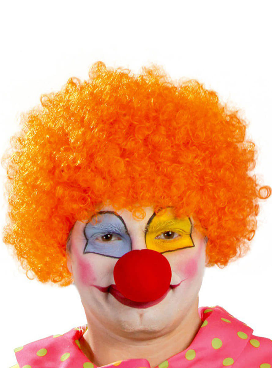 Orange Curly Afro Bonus Wig with Red Nose Set (5563)