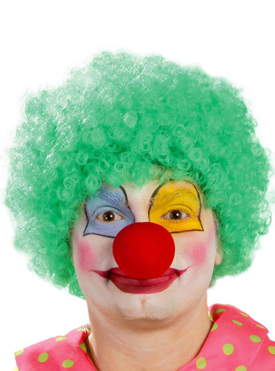 Green Curly Afro Bonus Wig with Red Foam Nose Set (5563)