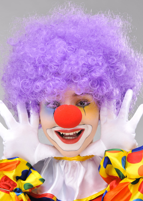 Mor Renk Kıvırcık Afro Bonus Peruk Takma Saç ve Kırmızı Burun Seti (5563) #2