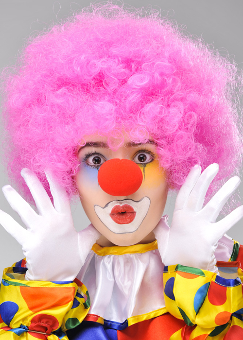 Pink Curly Afro Bonus Wig with Red Nose Set (5563)