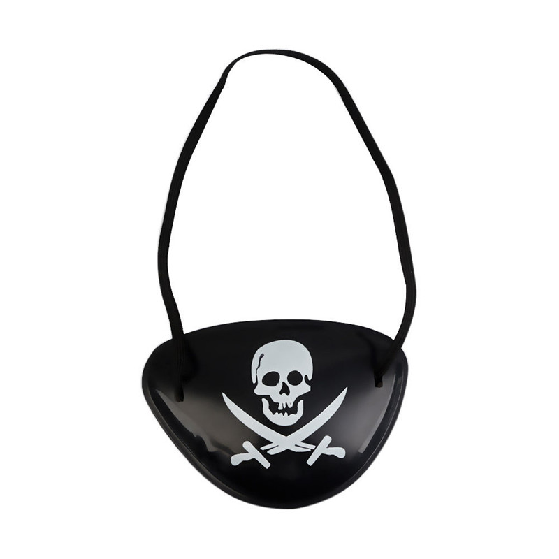 Black Skull Print Plastic Pirate Eye Mask Eye Patch (5563)