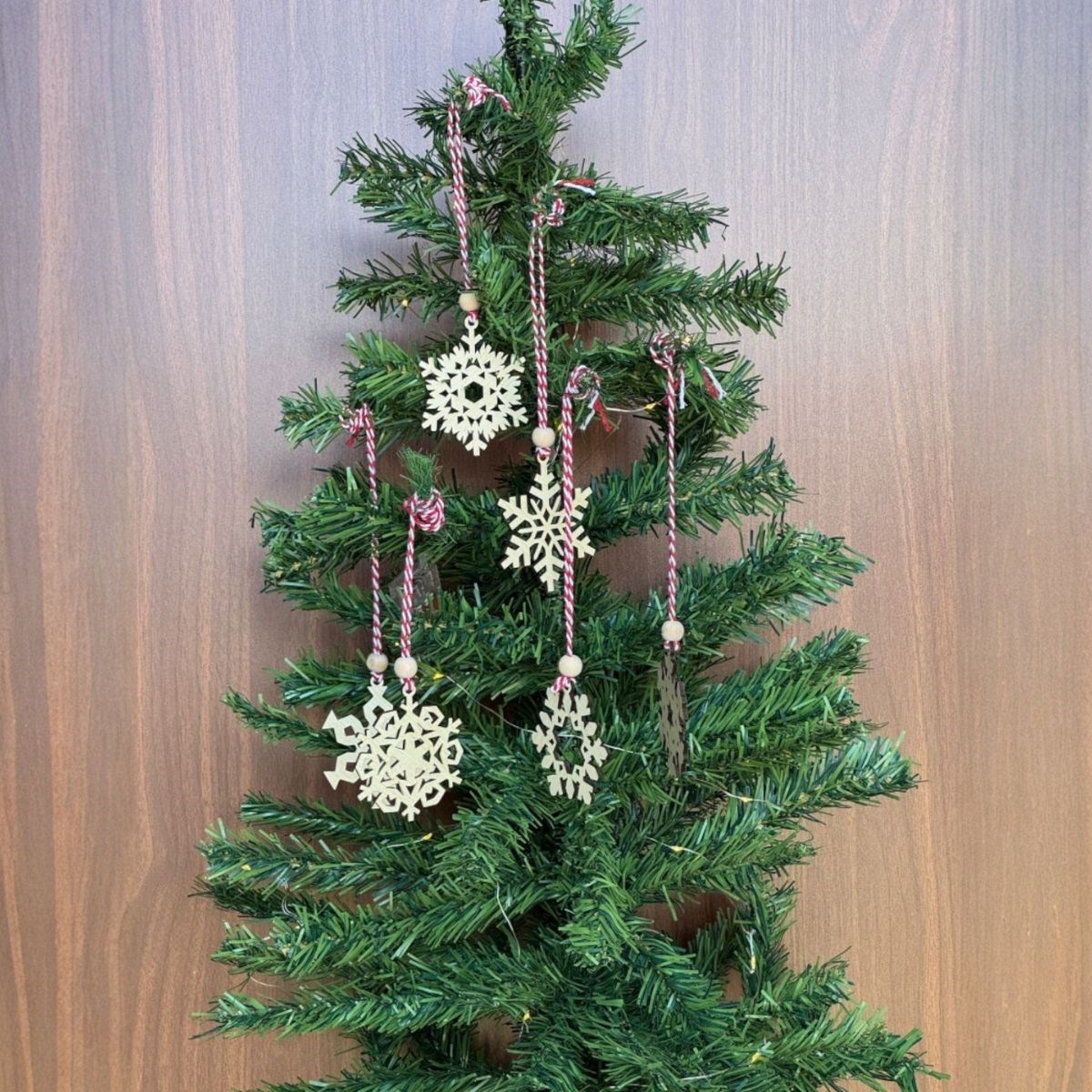 Battery-Powered Fairy LED 6-Piece Red White String Snowflake