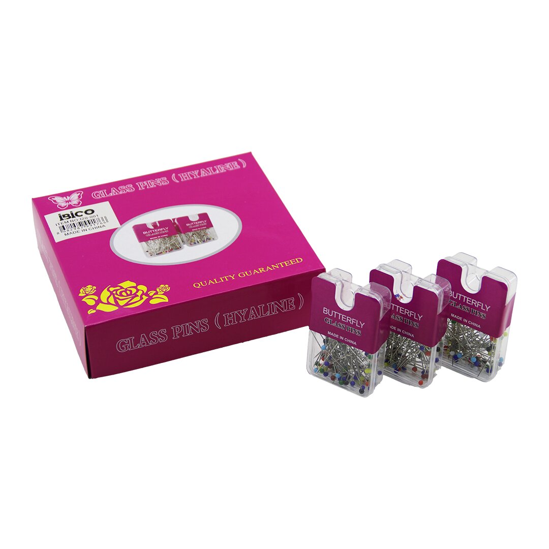 GLASS PINS HYALINE BUTTERFLY 1200 ADET RENKLİ TOPLU BAŞÖRTÜ İĞNESİ ŞEFFAF PLASTİK ASKILIKLI KUTULU (5563)