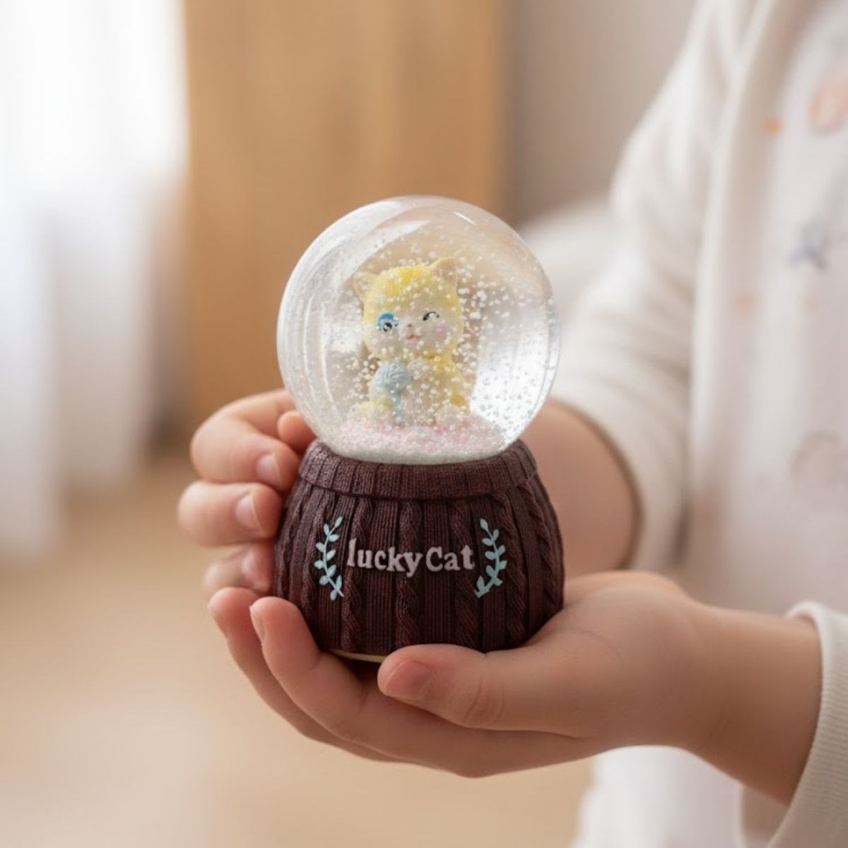 Battery-Powered LED Musical Snow Globe - Lucky Cat Desk Decor #2