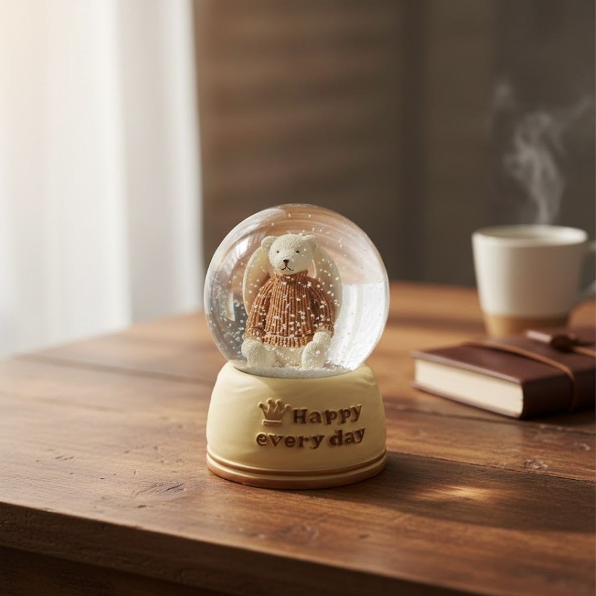 Pilli Işıklı Müzikli Kar Küresi–Sevimli Ayıcık Figürlü Eğlen