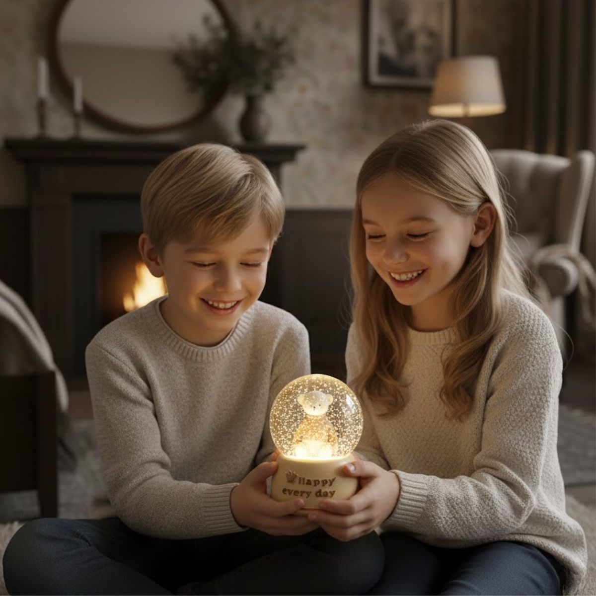 Batteriebetriebene LED Schneeglobe mit Musik – Süßes Bärchen #2