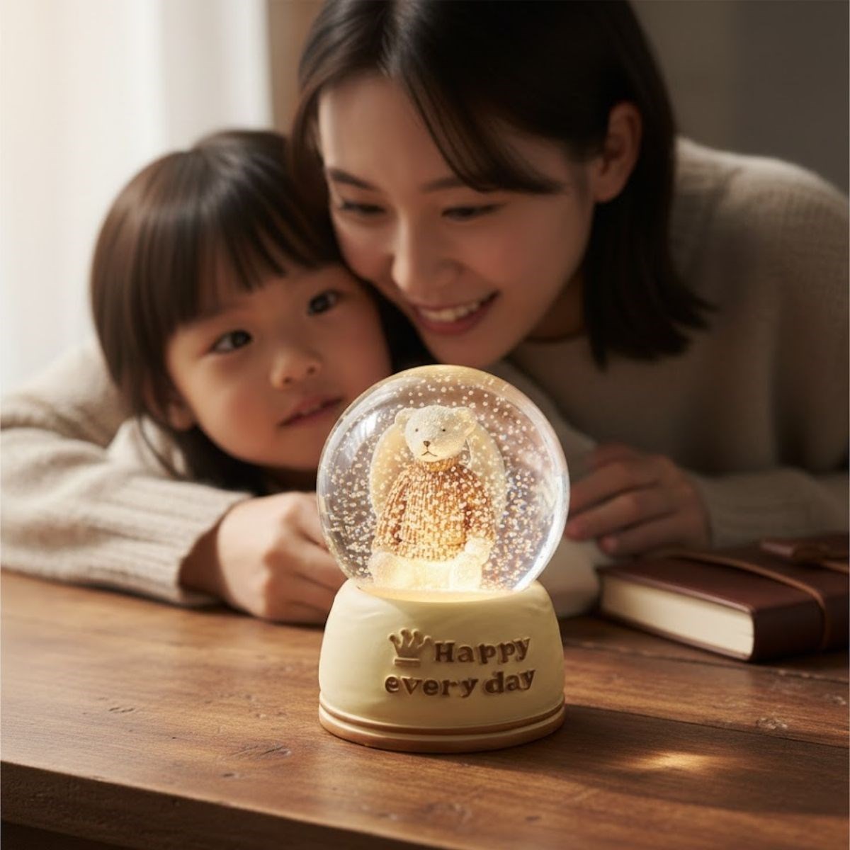 Batteriebetriebene LED Schneeglobe mit Musik – Süßes Bärchen #4