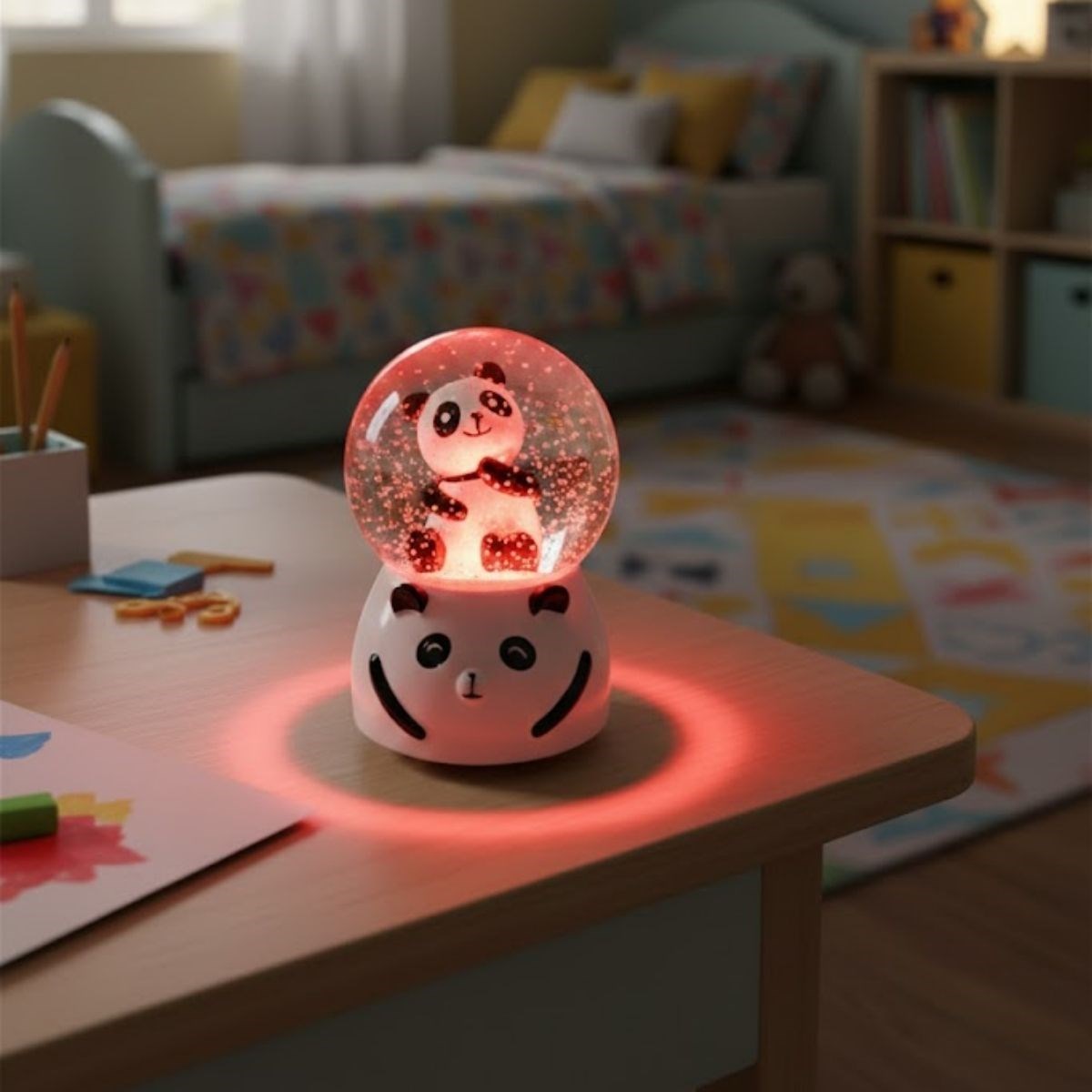 Battery-Powered LED Musical Snow Globe with Cute Panda Figure #2