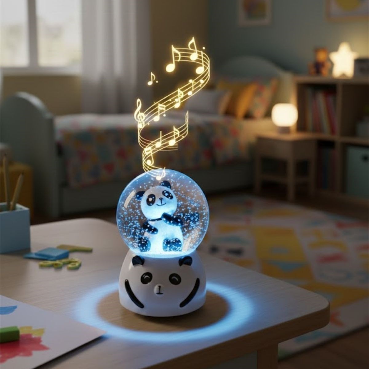 Battery-Powered LED Musical Snow Globe with Cute Panda Figure #3