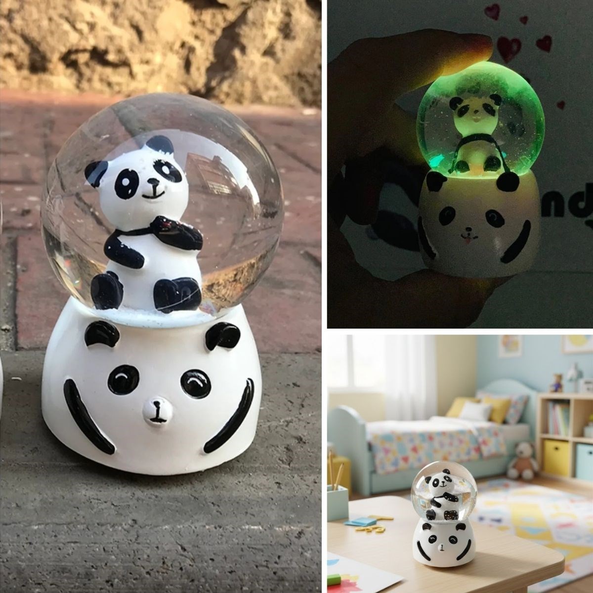 Battery-Powered LED Musical Snow Globe with Cute Panda Figure #5