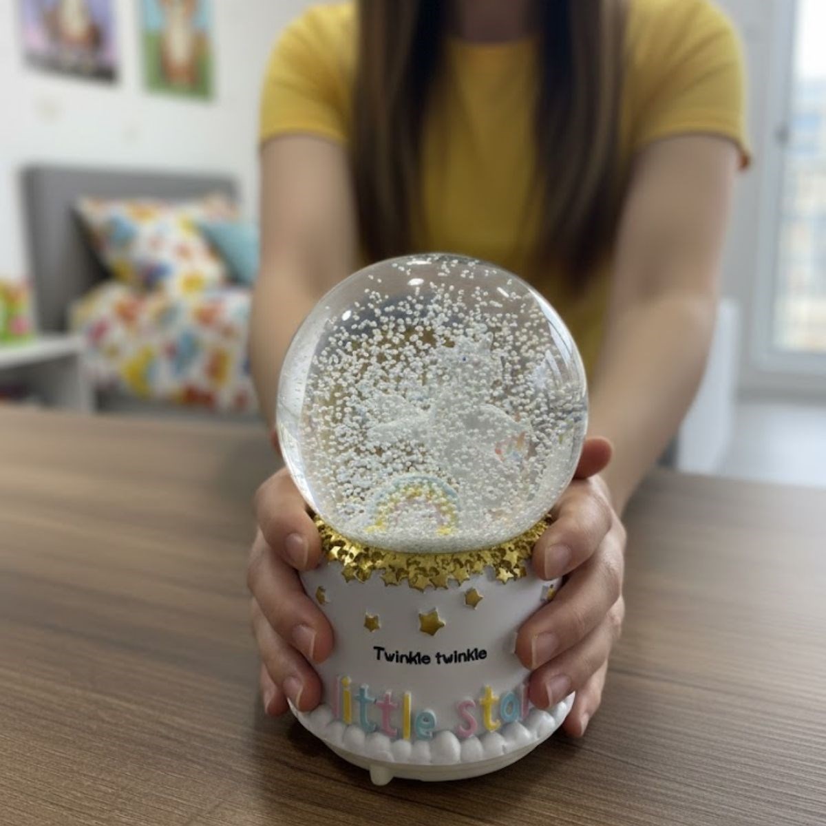 Battery-Powered Light-Up Musical Snow Globe with Pony Figure #4