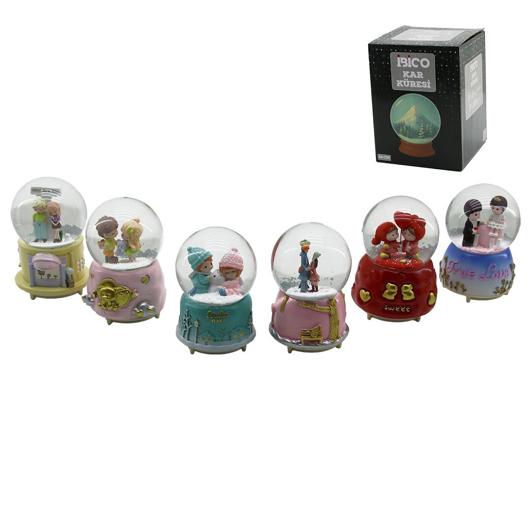 BÜYÜK BOY - 10CM PİLLİ - IŞIKLI MÜZİKLİ KAR KÜRESİ CAM İNSAN