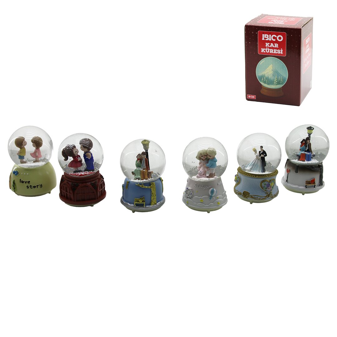 ORTA BOY - 8CM PİLLİ - IŞIKLI MÜZİKLİ KAR KÜRESİ CAM İNSAN F